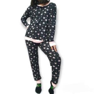 Πιτζάμα Γυναικεία Black Με Καρδιές