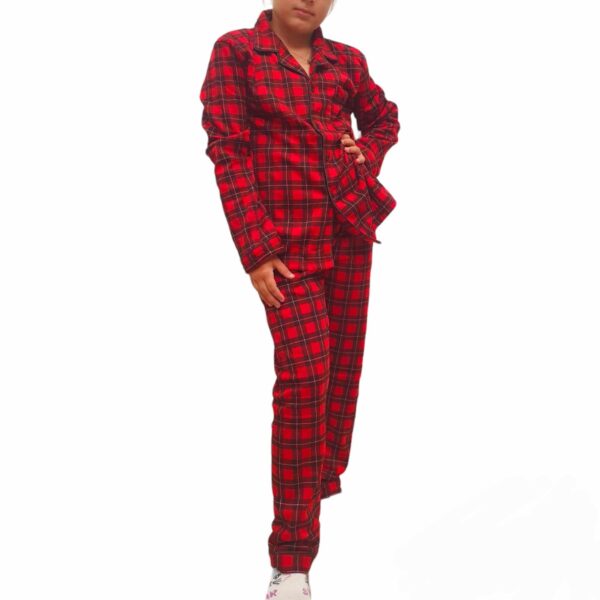 Πιτζάμα Unisex Καρό κόκκινη ψιλό ύφασμα