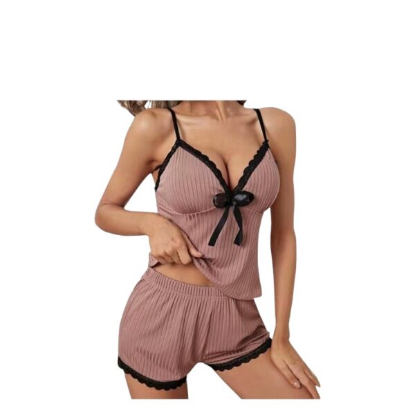 Πιτζάμα crop top με σορτς μονόχρωμο